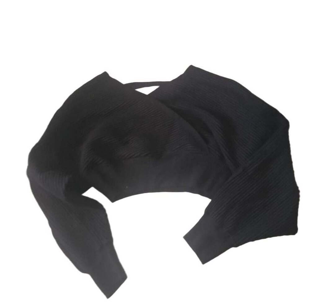 Forever 21 Ribbed Surplice Cropped Sweater Black